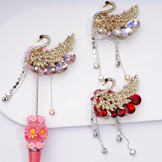 Gold Swan Clay Beads – 40x36x15MM Fancy Alloy with Rhinestones, Chains, Hearts, Butterflies & More