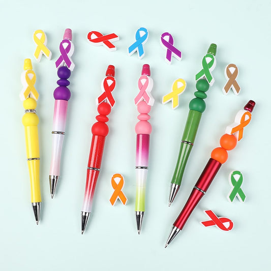 Vibrant Silicone Focal Beads with Colorful Ribbon Designs
