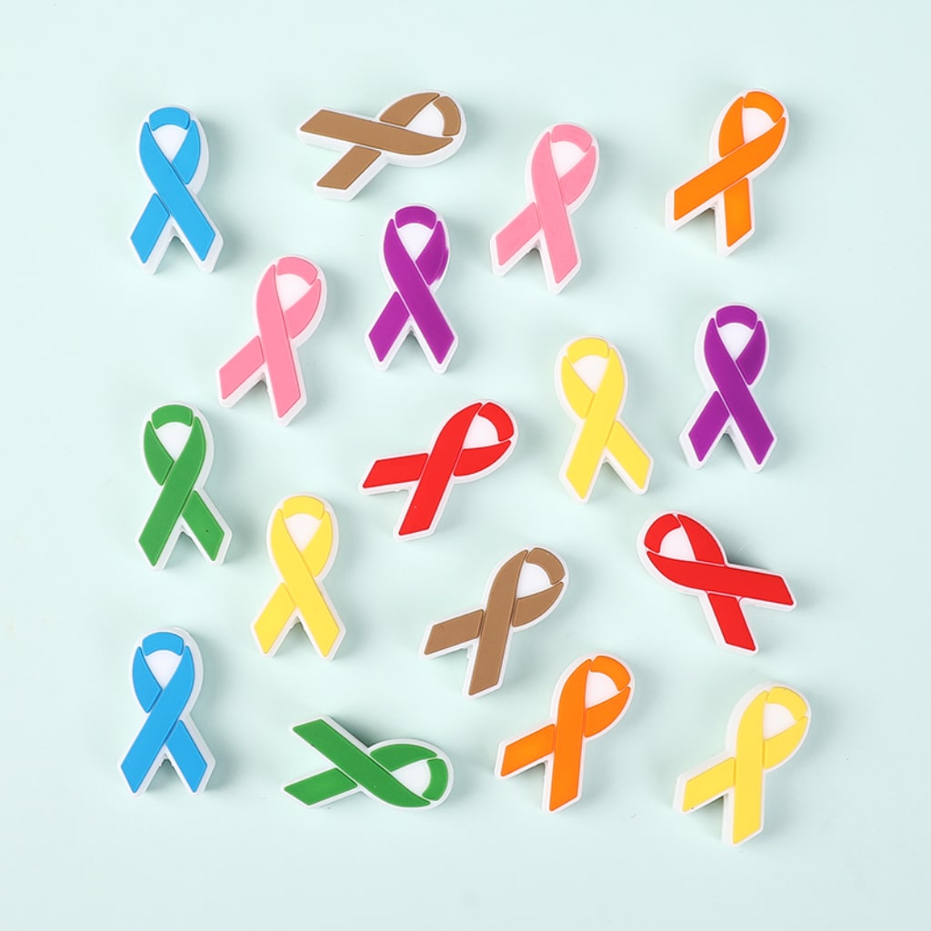 Vibrant Silicone Focal Beads with Colorful Ribbon Designs