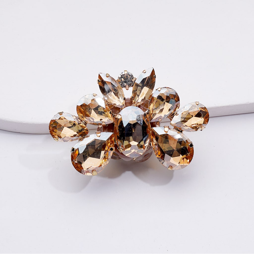 Fancy Gold Alloy Brooch & Earrings with Shiny Rhinestones Cute Butterflies Hearts Clay Beads, Around 55*38MM