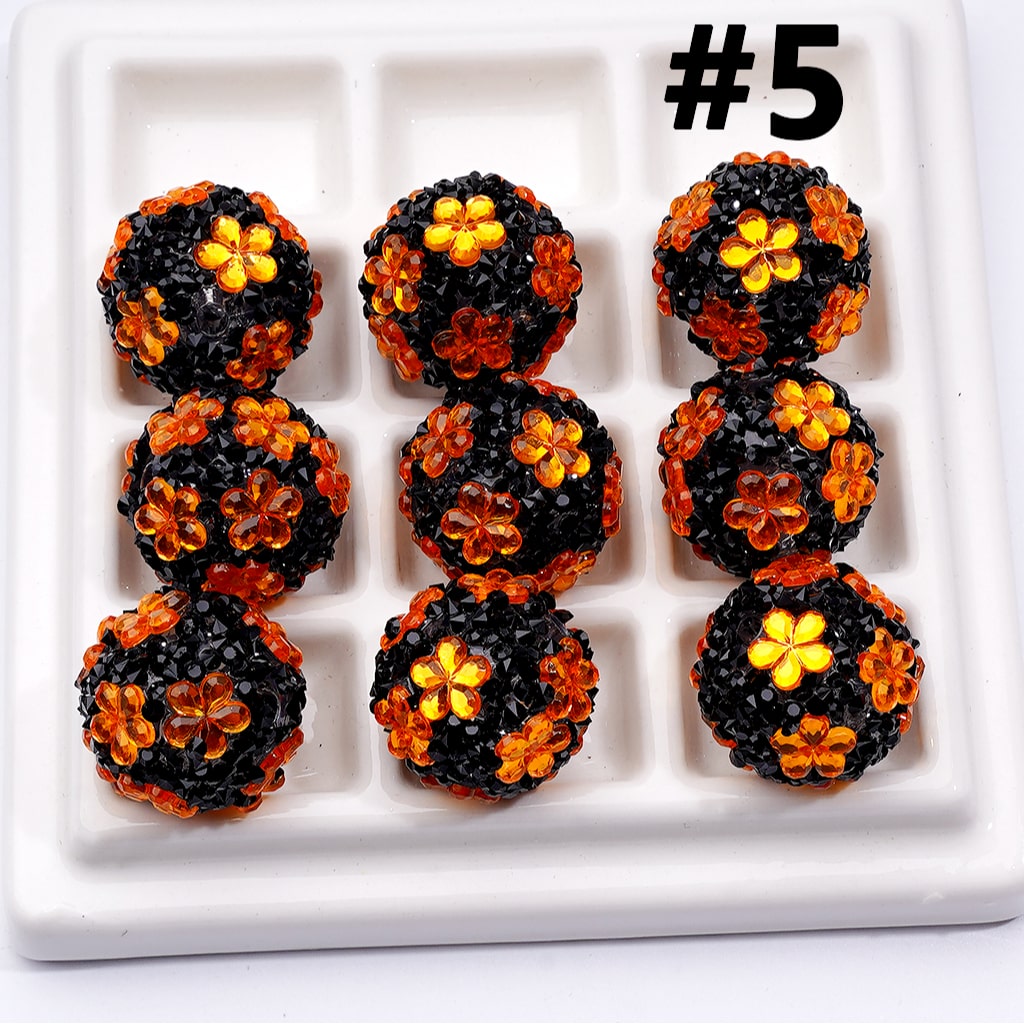 Mini Shiny Cone Shape Cute Flowers Acrylic Beads Clear Rhinestones Round, 20MM
