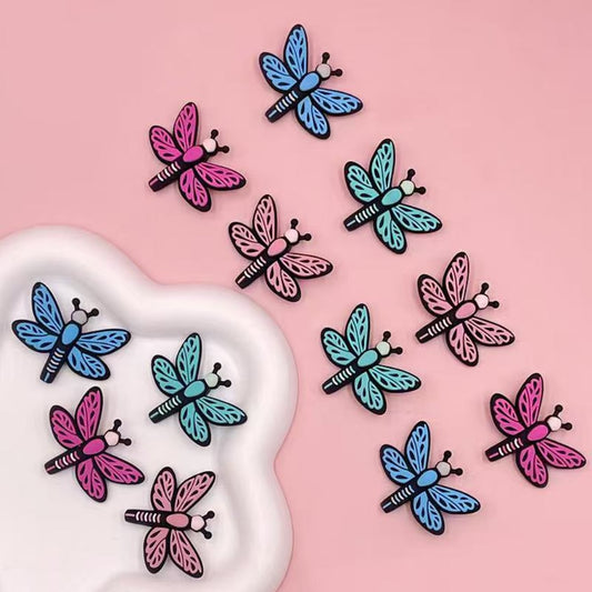 Cute Dragonfly Charms in Multi-Color Whimsical Silicone Focal Beads, Random Mix