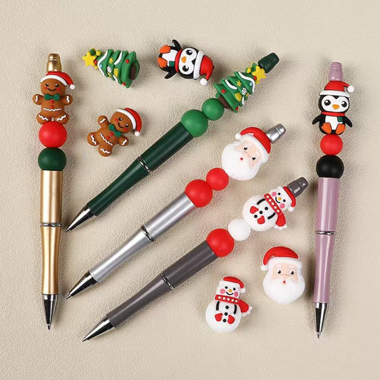 3D Cute Penguin Gingerbread Father Christmas's Head Tree Snowman Christmas Series Silicone Focal Beads