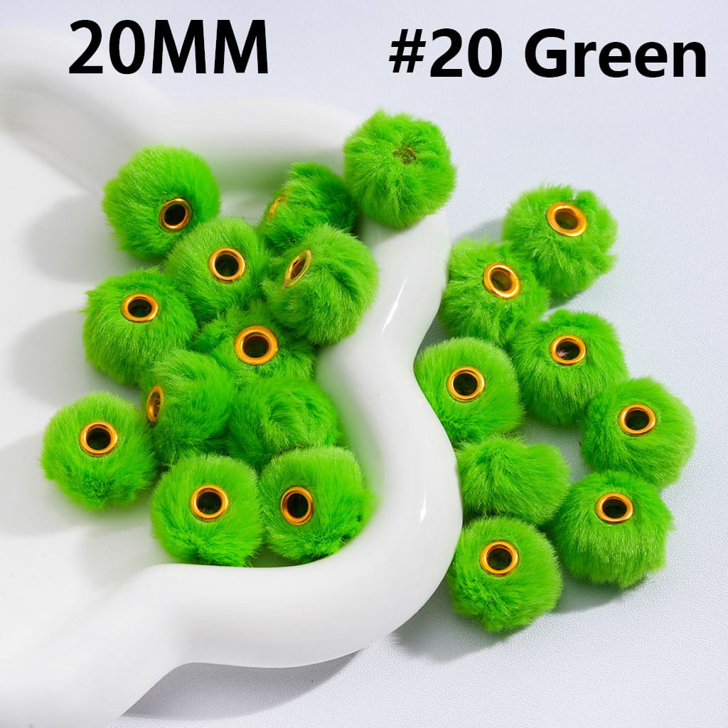 Cute Solid Colored Pom Pom Fluffy Hard Beads, 20MM