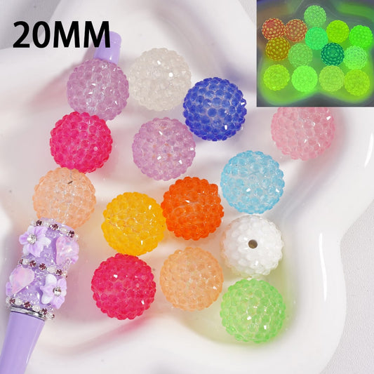 Glow in the Dark, Luminous Acrylic Beads, Bumpy Textured, Semi Clear, 20mm, Random Mix