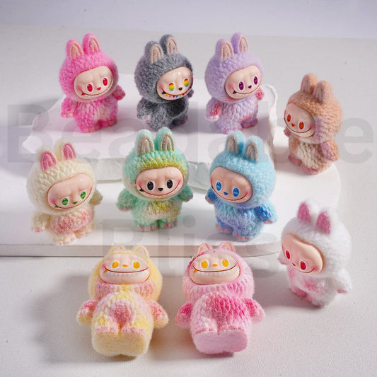 Labub Pop Mar Flocked Cute Vivid Acrylic Beads Pen Toppers Jewelry Accessories Pendants, 54*40MM