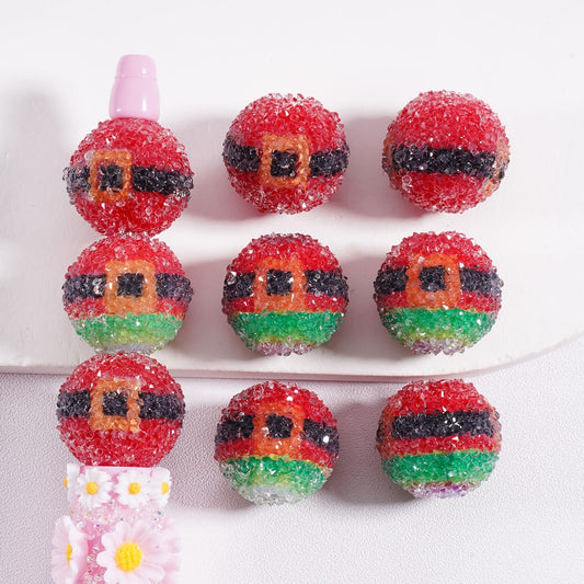 Green & Exquisite Red Christmas Belt Girdle Waistband Round Sugar Acrylic Beads,20MM