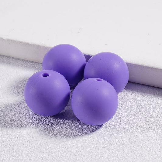 Round Solid Color Bordeaux Red Silicone Beads, 15mm, Number 139