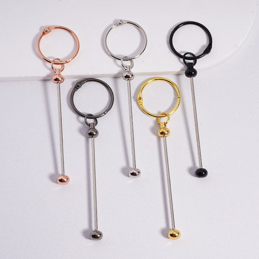 DIY Beadable Metal Keychain with Bar, 117MM