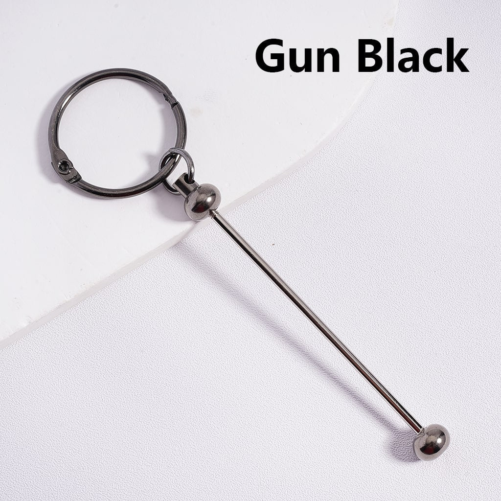 DIY Beadable Metal Keychain with Bar, 117MM