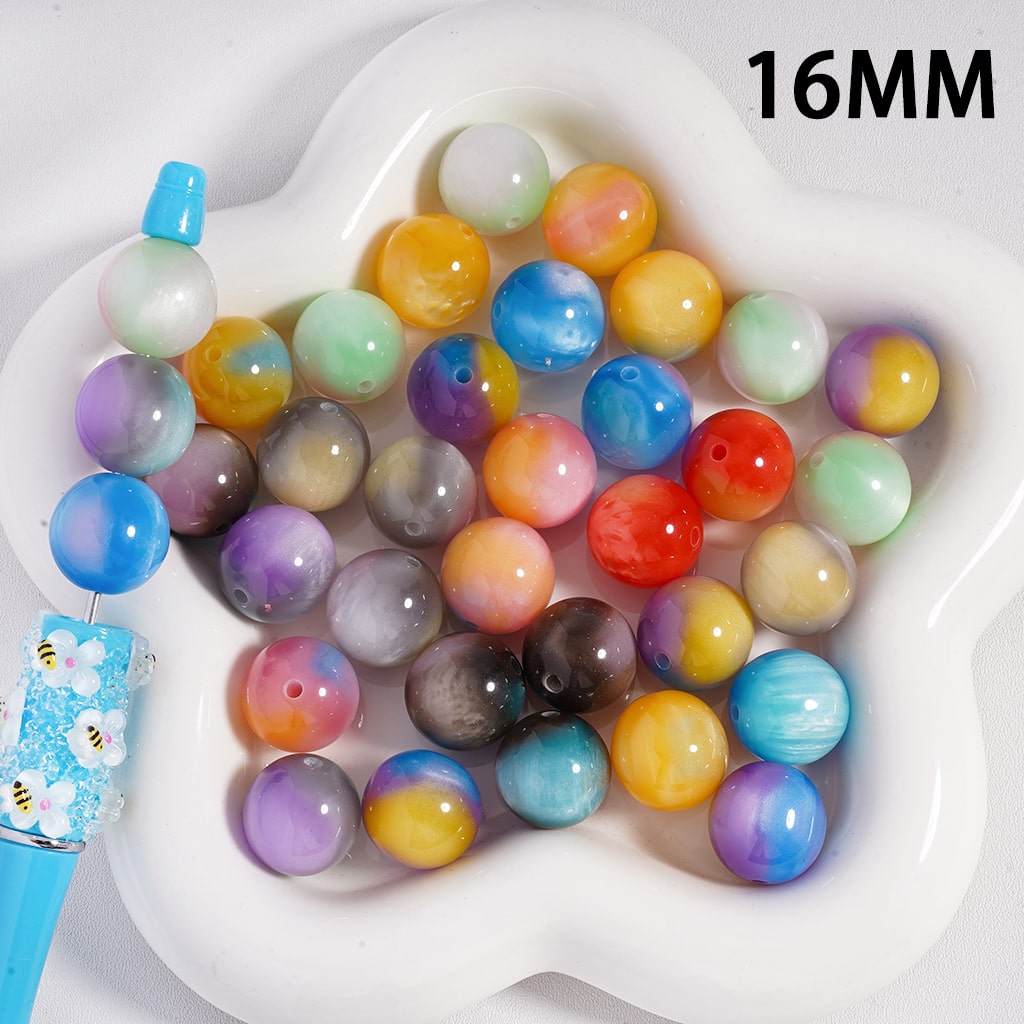 Cat Eye Style Acrylic Beads in 3 Colors, Random Mix, 16MM