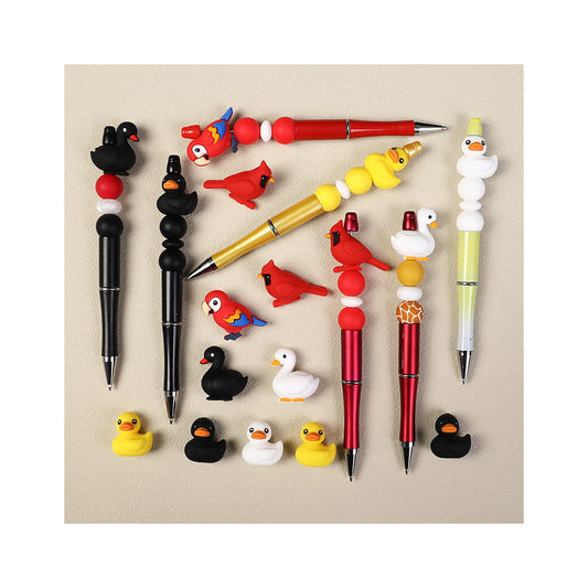 3D Cute Animal Collection Series Red Bird, Swan, Duck and Parrot Silicone Focal Beads