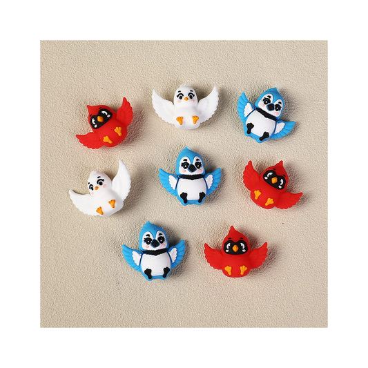 3D Cute Little Varied Bird Characters with Spread Wings Series Silicone Focal Beads