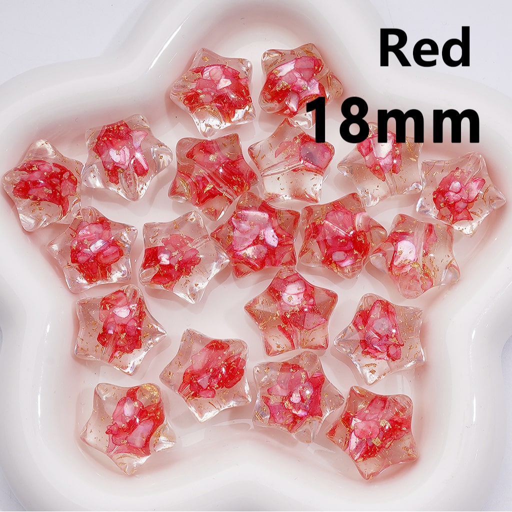 Clear Star Acrylic Beads with Gold Foil & Multicolor Shells 18MM (Single Color is available for 200pcs(Whole bag))
