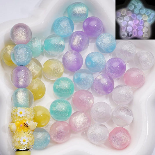 Bling Bling Luminous Shiny Glitter Half Sugar Core Round Acrylic Beads, 16MM