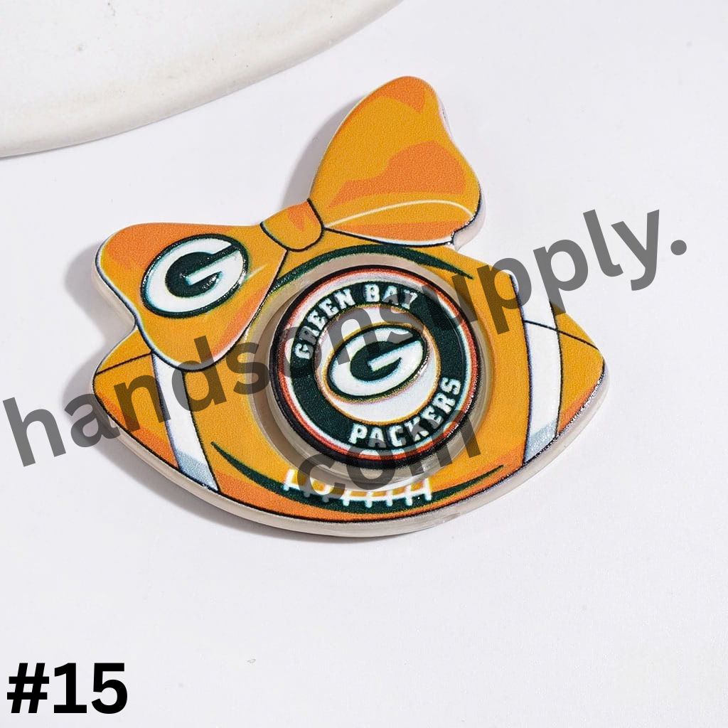 American Football Team Design Hollow Bowtie Frame with Flat Round Acrylic Beads Collection Set, Large Size