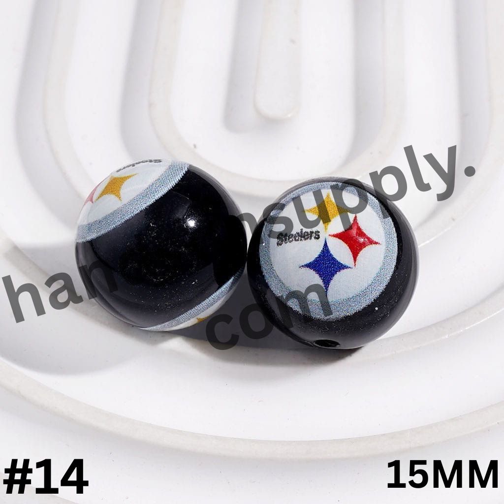 American Football Team Acrylic Beads for Bracelets, 15MM