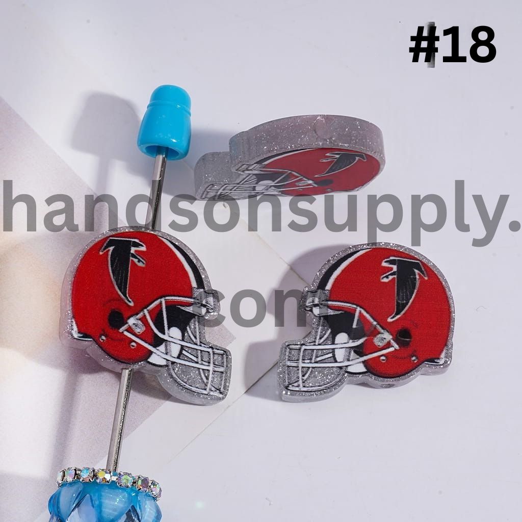 Silver Glitter USA American Football Helmet Shape Acrylic Beads 22*26MM
