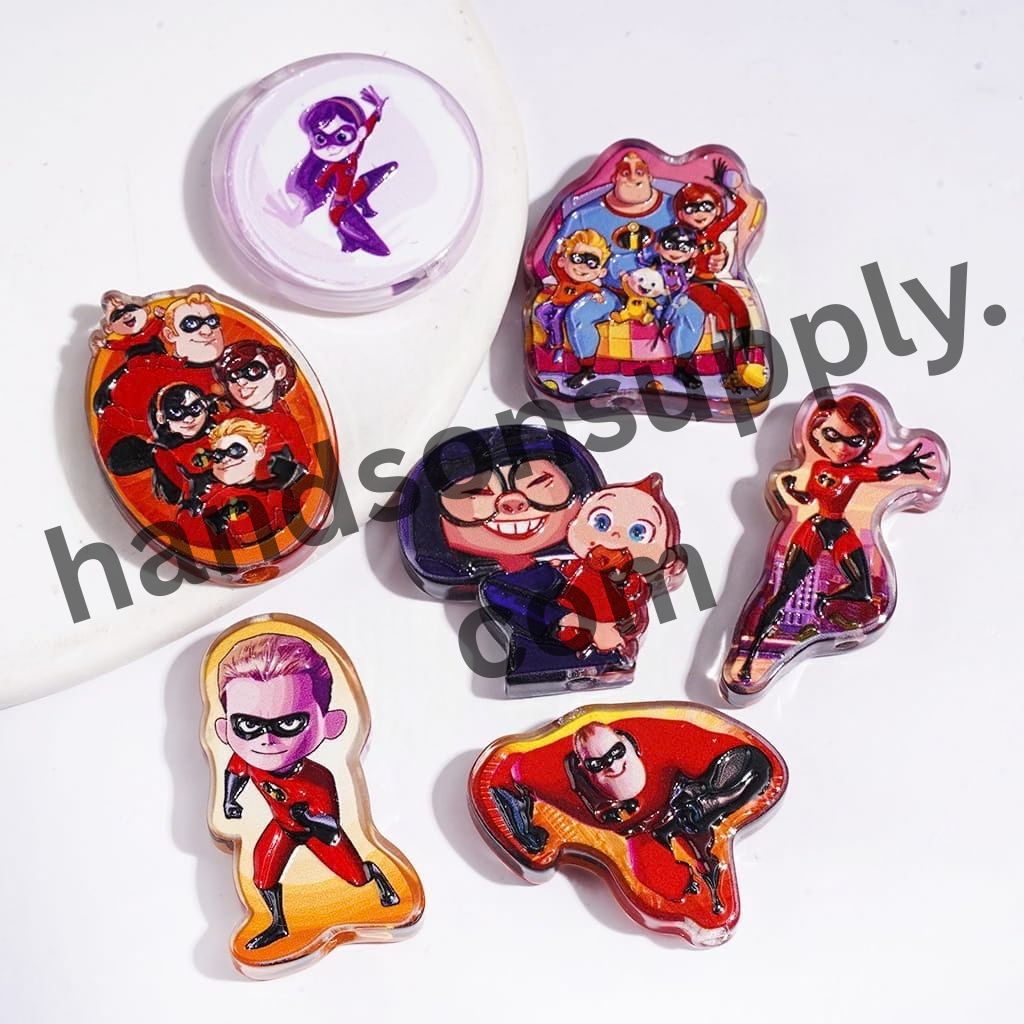 Mystery Super Agent Character Series Semi-Clear Acrylic Beads, Assorted Designs, Random Mix
