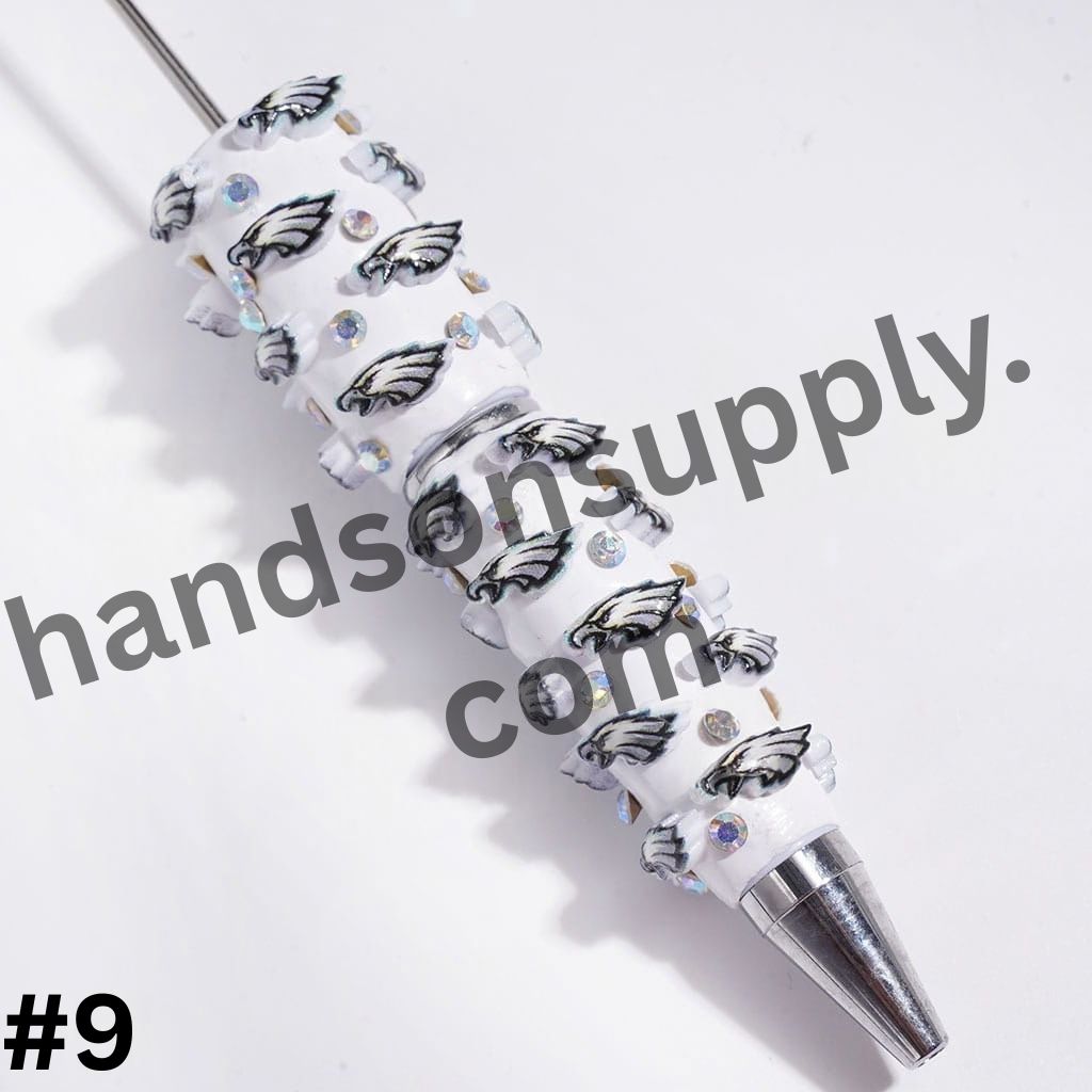 NY American Football Baseball Team Designs with Sparkling AB Rhinestones Beadable Clay Pens