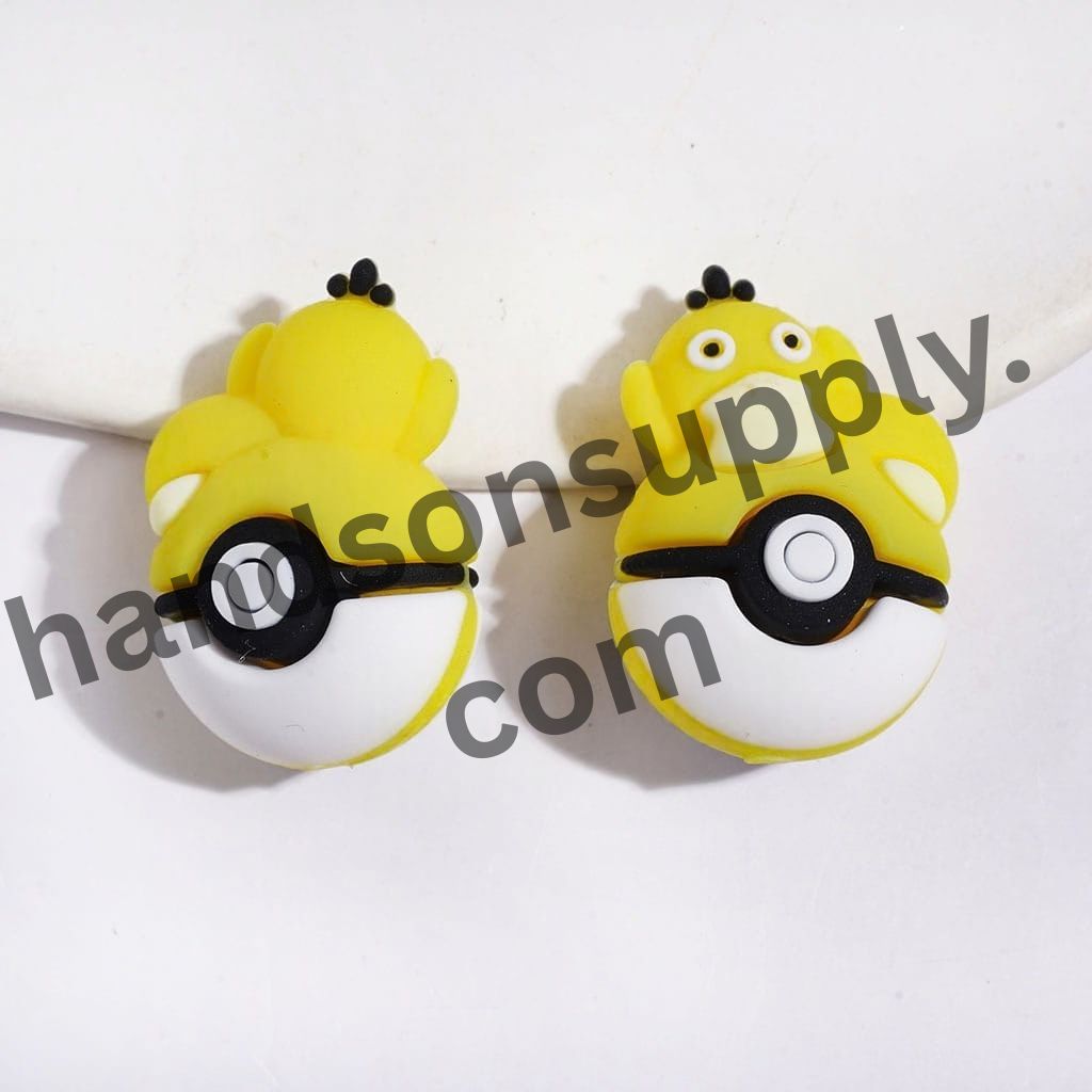 3D Adorable Duck Character Resting on Magic Ball Silicone Focal Beads, 20*30MM, Multi-Color