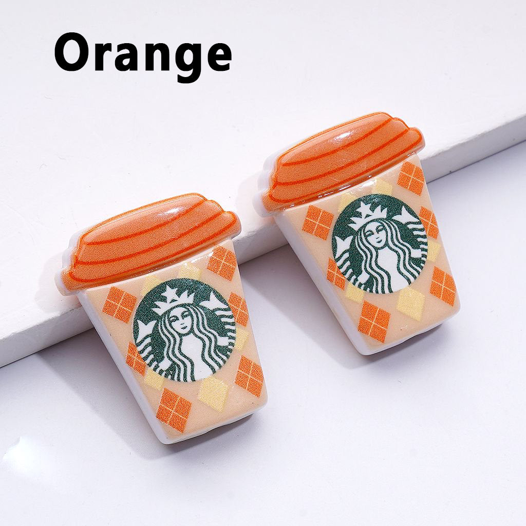 Coffee-Inspired Coffee Cup Design 30*26MM Colorful Acrylic Beads