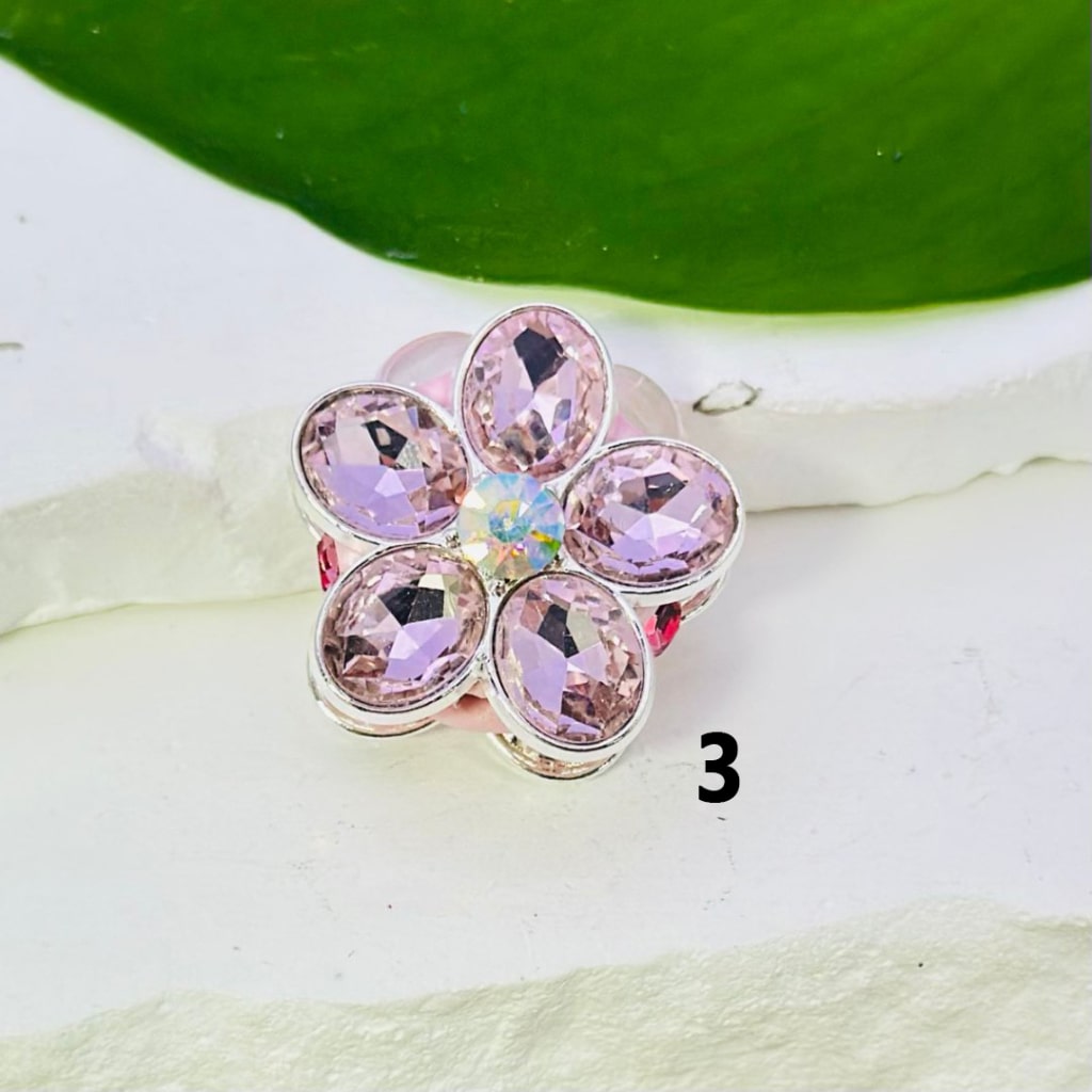 Silver Alloy Delicate Fancy Flowers with Colorful & AB Rhinestones, and Oval Pearls, Clay Beads, Around 26mm