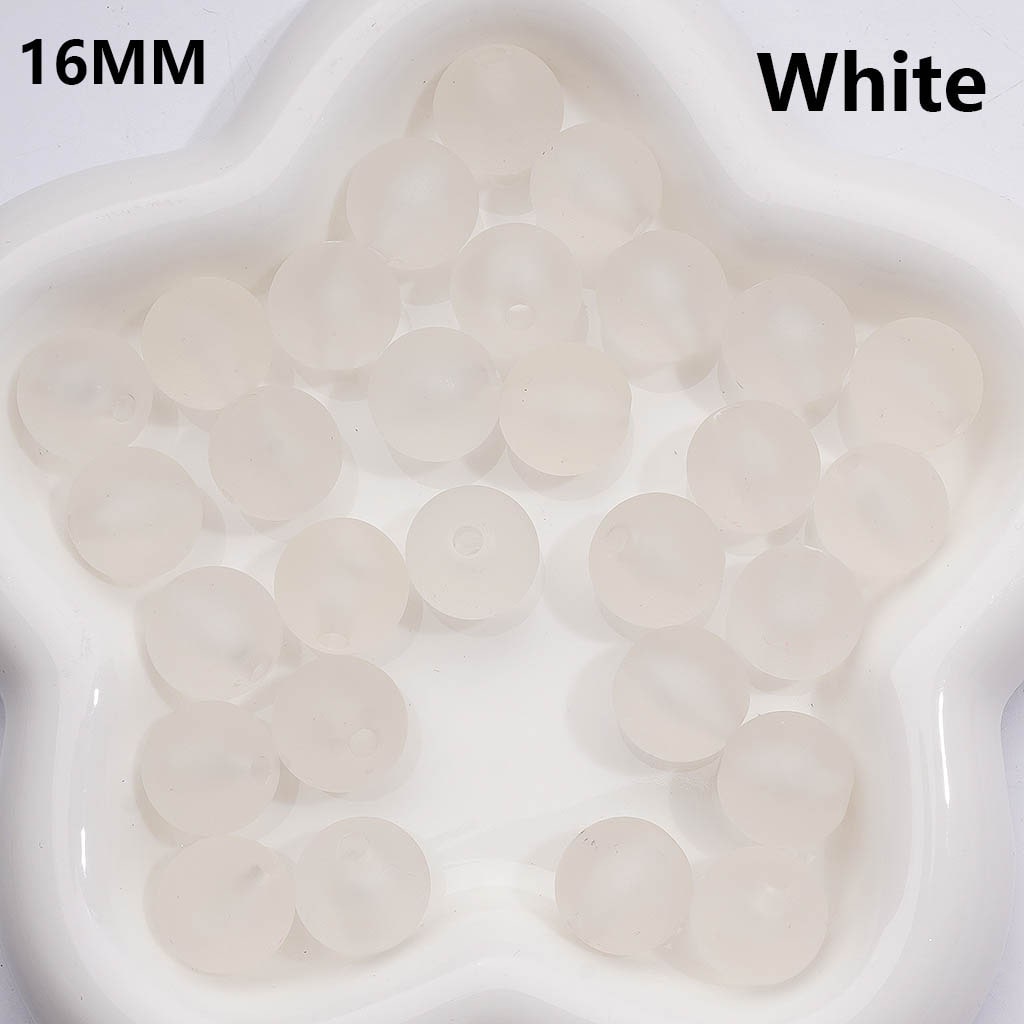 Multi-Color Frosted Matte Translucent Round Acrylic Beads, 16MM