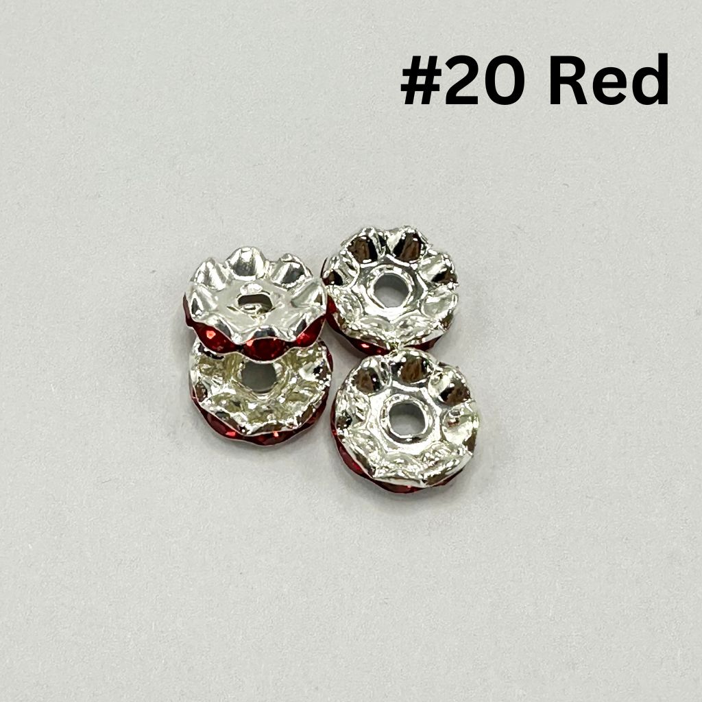 Wavy Metal Spacers with Rhinestones in Solid Colors, 12MM