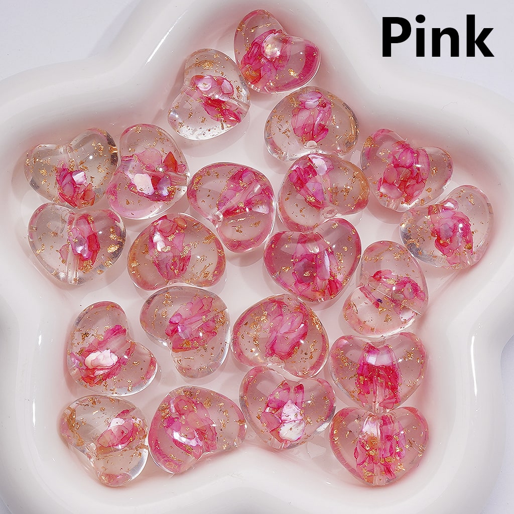 Clear Heart Acrylic Beads with Multi-Color Shells & Gold Foil Paper (Single Color is available for 200pcs(Whole bag))
