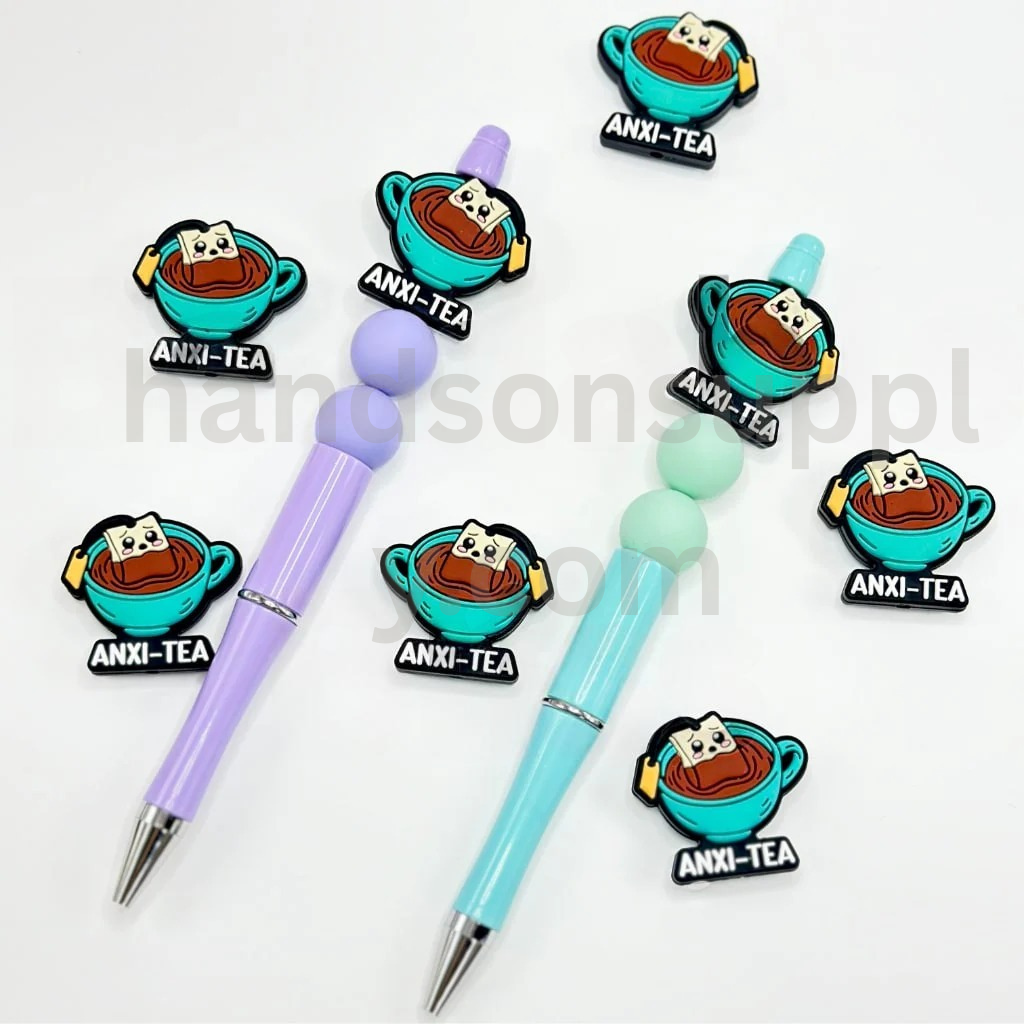 Blue Anxi-Tea Cup Themed Silicone Focal Beads