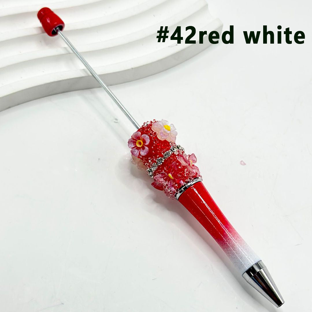 Resin Small Flowers Butterflies Sugar Wrap Beadable Pens in Ombre Colors with Clear Rhinestones