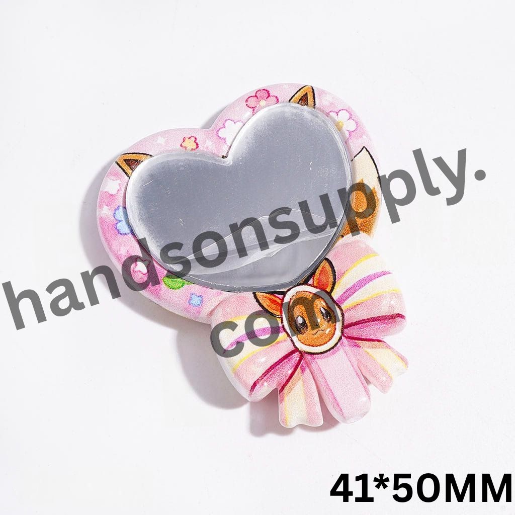 Whimsical Small Monster Character Series with Heart Mirrors and Bowtie Details Acrylic Beads Magic Mirror, 41*50MM, Random Mix