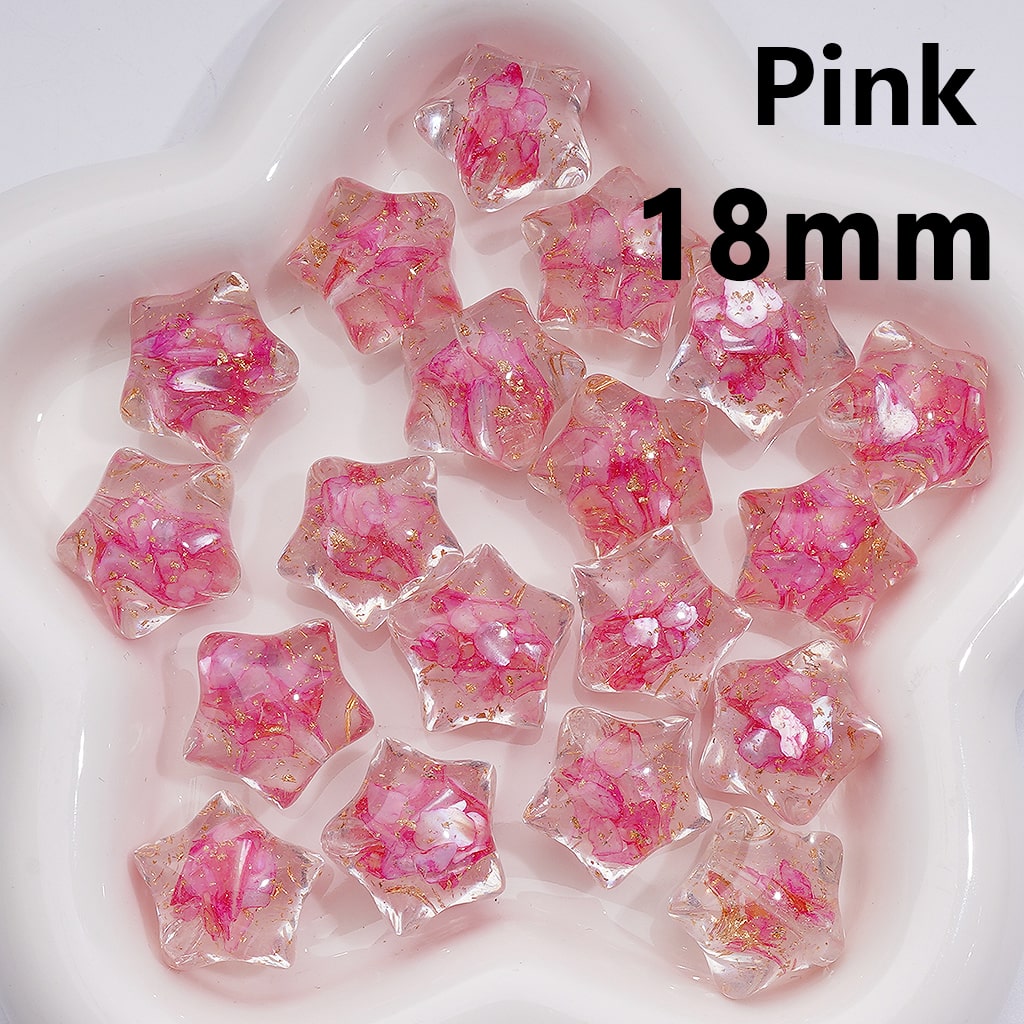 Clear Star Acrylic Beads with Gold Foil & Multicolor Shells 18MM (Single Color is available for 200pcs(Whole bag))
