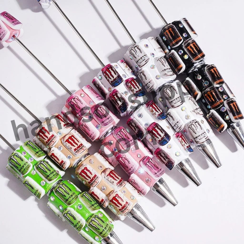 Mystical Claw Energy Drink Cans with AB Rhinestones Beadable Clay Pens, Multi-Color, Random Mix