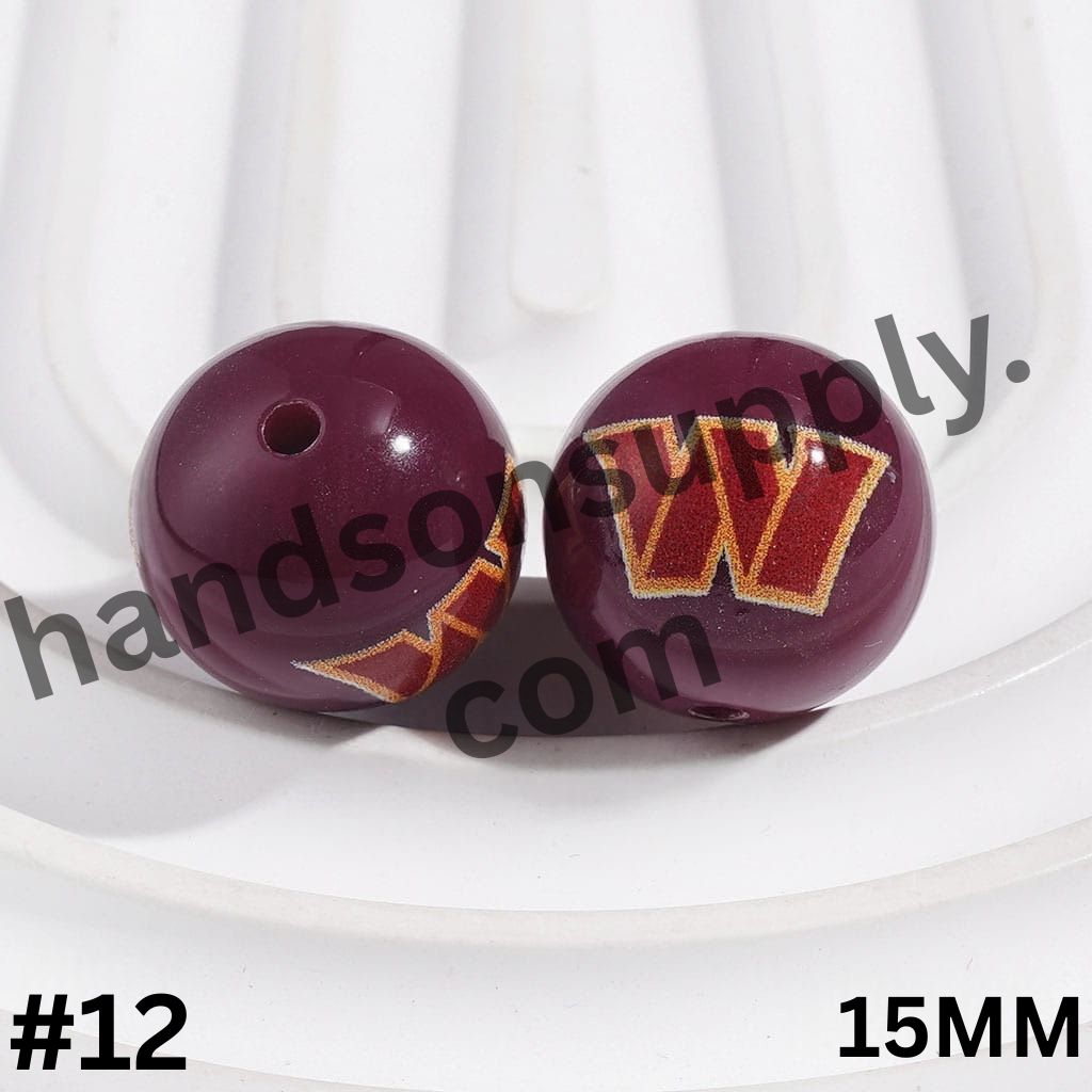 American Football Team Acrylic Beads for Bracelets, 15MM