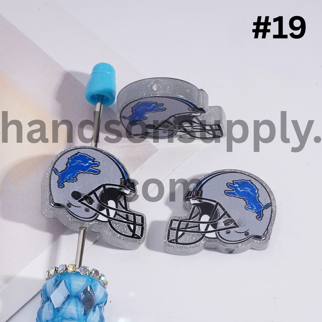 Silver Glitter USA American Football Helmet Shape Acrylic Beads 22*26MM