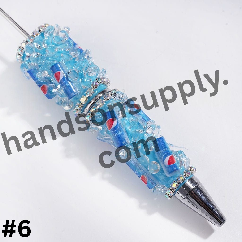 Refreshing Soda Carbonated Soft Drink Can and Cone-Shaped Rhinestone AB Chains, Handmade Beadable Pens, Multi-Color