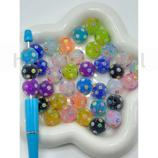 Sparkling Rhinestone Flower Round 16MM Mix Colorful Acrylic Sugar Beads