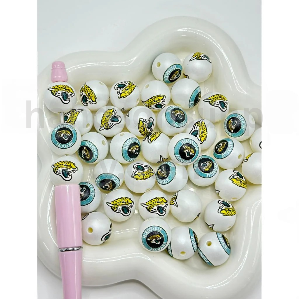 Jacksonville Football Theme Frosted 16MM Mixed Round Acrylic Beads