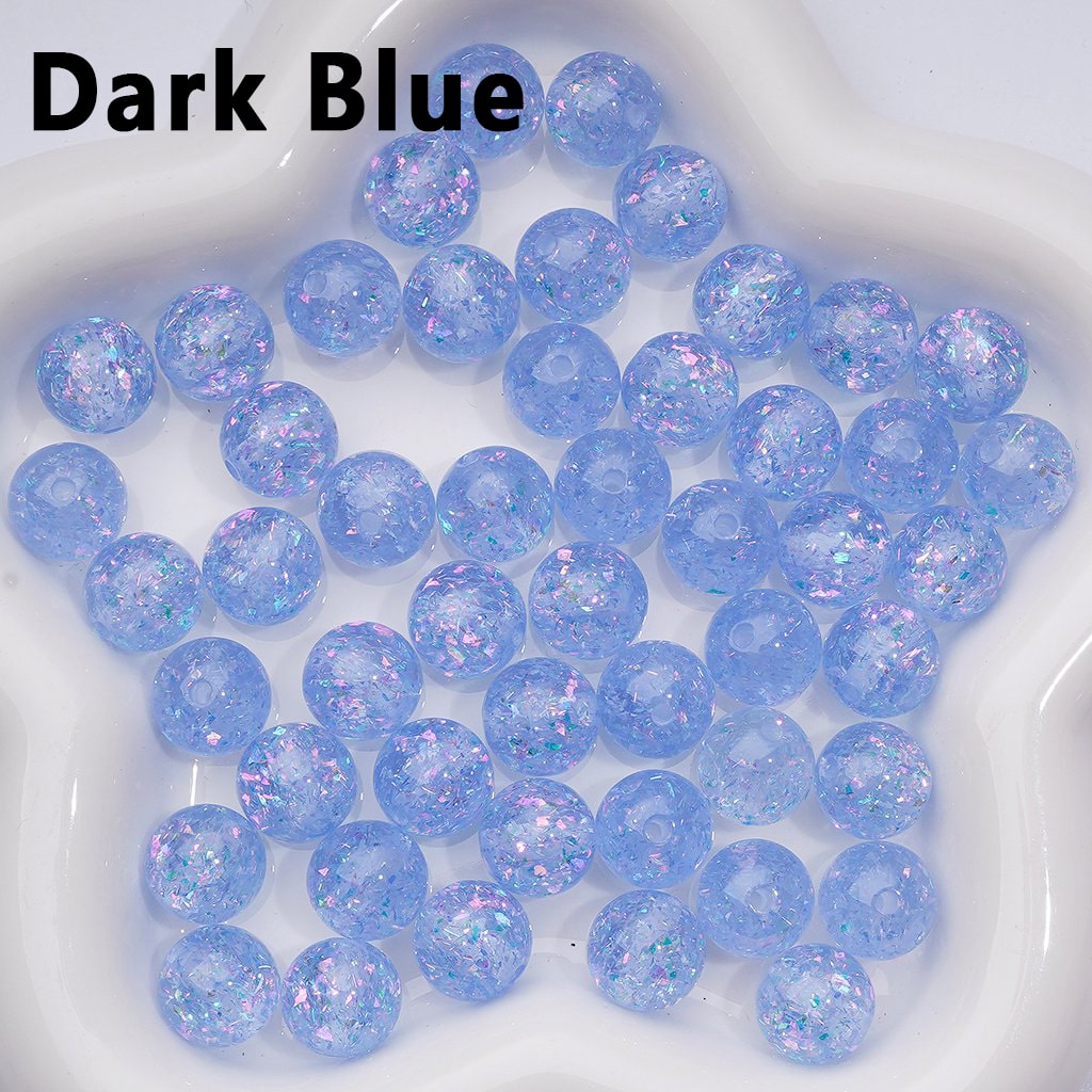 Glittering Multi-Color Acrylic Beads with Mini Flakes & Crystal Shine, 12MM