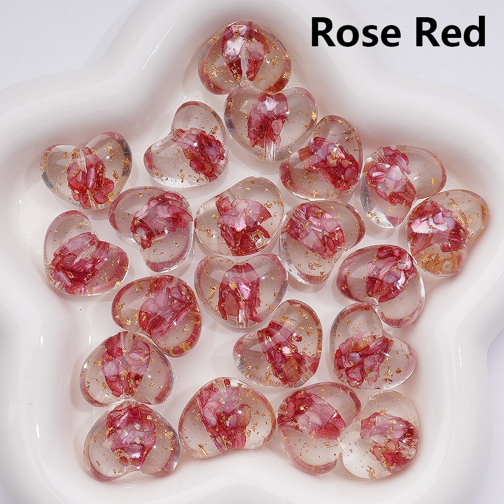 Clear Heart Acrylic Beads with Multi-Color Shells & Gold Foil Paper (Single Color is available for 200pcs(Whole bag))