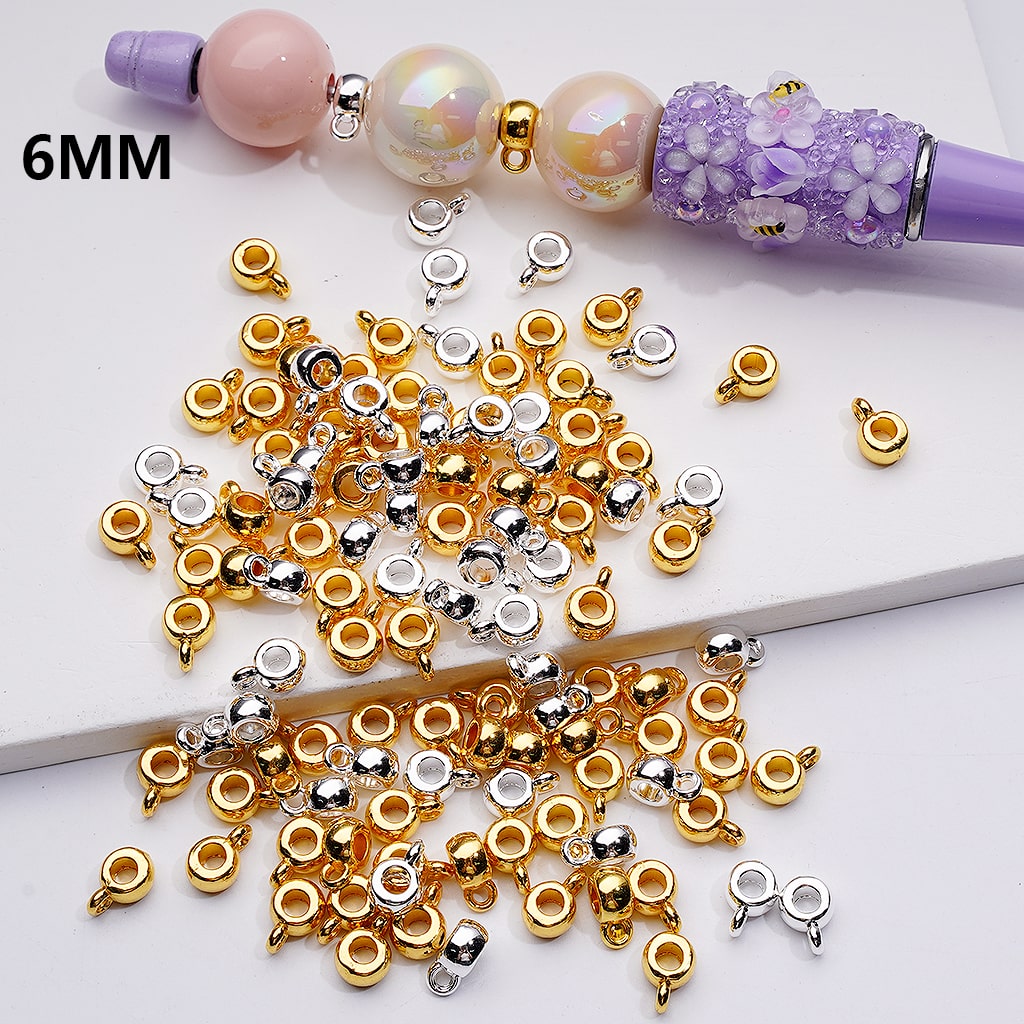 Bail Beads Hanger Gold Silver Alloy Mini Spacer Beads 6MM
