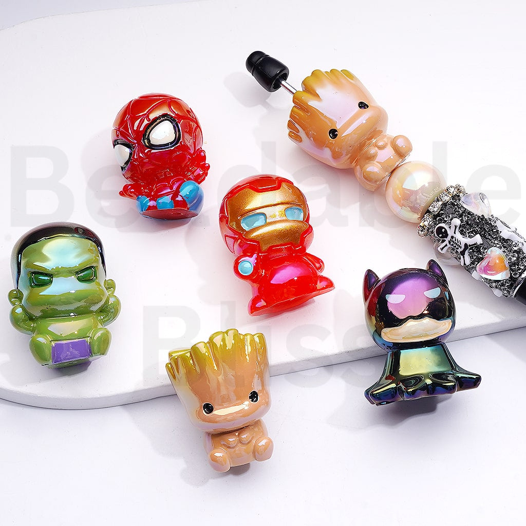 UV Coating Vivid Cute Super Nova World Strong Character Acrylic Beads  Random Mix