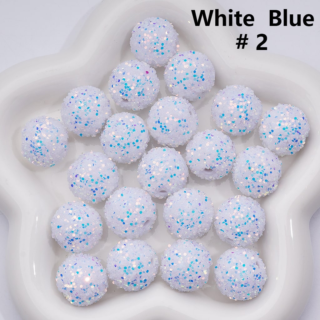 Shiny Confetti Round Acrylic Beads Solid Color Multicolor Look, 20MM