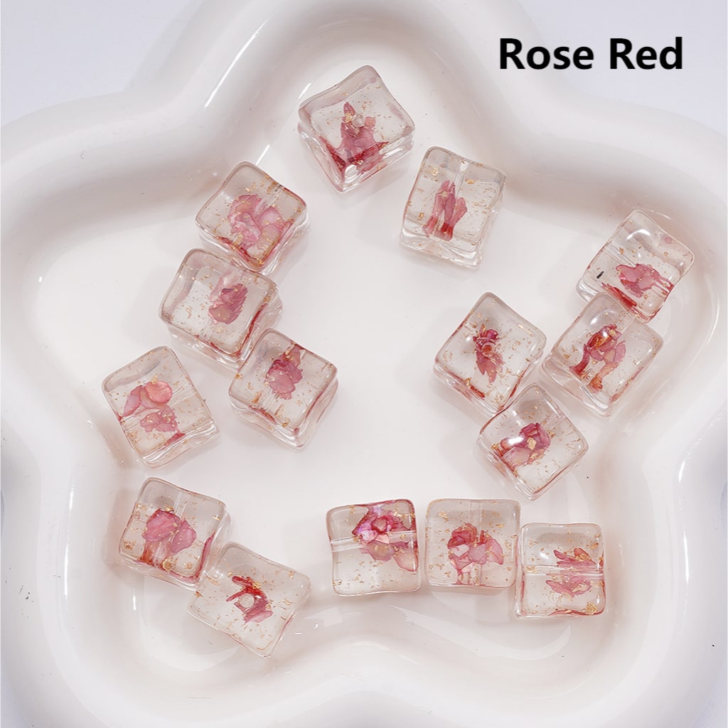 Clear Square Acrylic Beads with Gold Foil and Multi-Color Shells 14-15MM (Single Color is available for 200pcs(Whole bag))