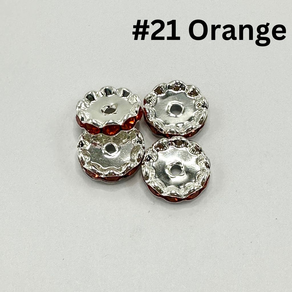 Wavy Metal Spacers with Rhinestones in Solid Colors, 12MM