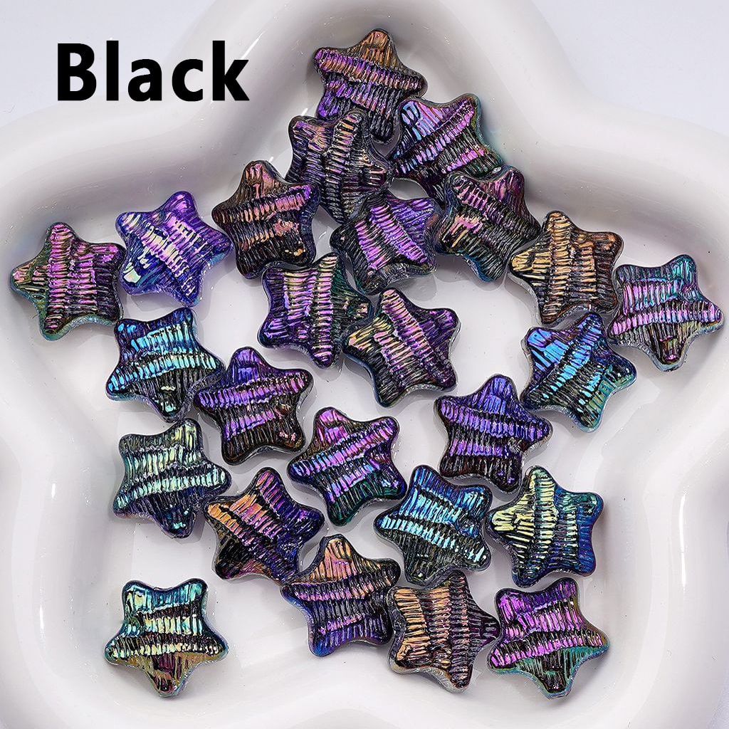 Glossy UV-Coated Multi-Color Acrylic Beads – Concave Striped Five-Pointed Star, 19MM