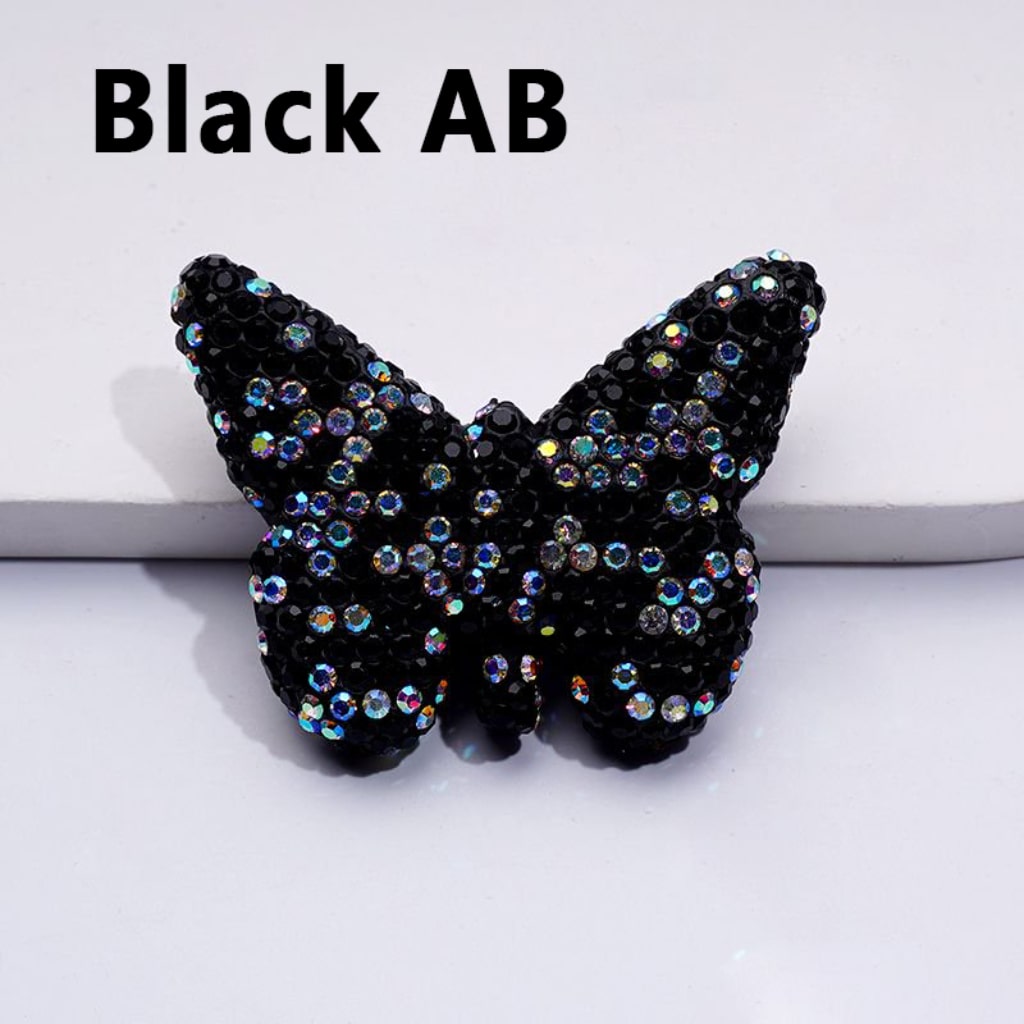 Elegant Multi-Color Butterfly Clay Beads Adorned with Sparkling Rhinestones Approx. 54x41MM