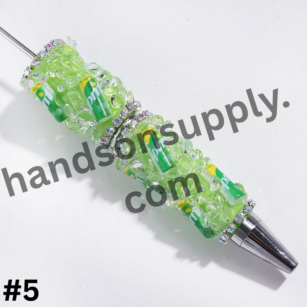 Refreshing Soda Carbonated Soft Drink Can and Cone-Shaped Rhinestone AB Chains, Handmade Beadable Pens, Multi-Color